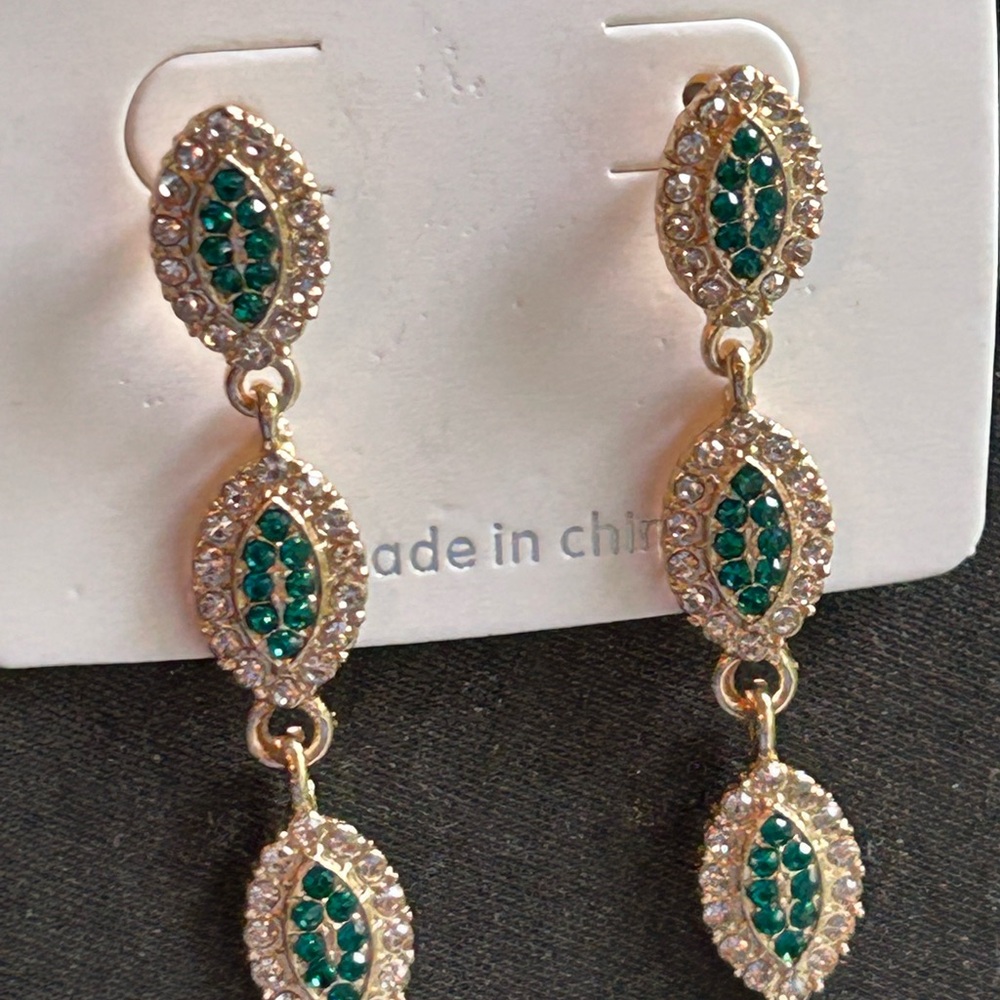 Mint Gold and Green Drop Earrings